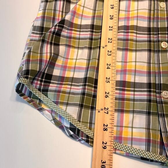 BOSS ORANGE Mens Madras Plaid Short Sleeve Button Down Shirt Medium - Picture 9 of 10